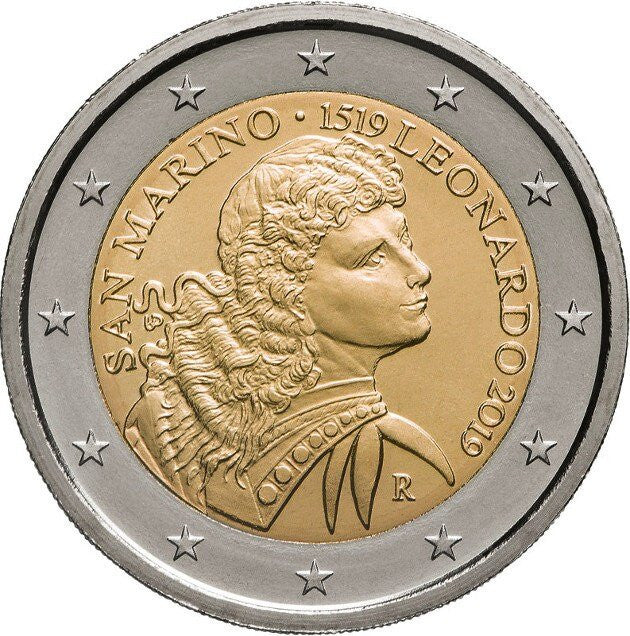 San Marino 2 euro 2019 500 rocznica śmierci Leonarda da Vinci