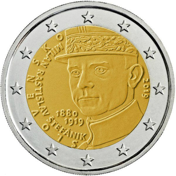 Słowacja 2 euro 2019 100 rocznica śmierci Milana Rastislava Štefánika