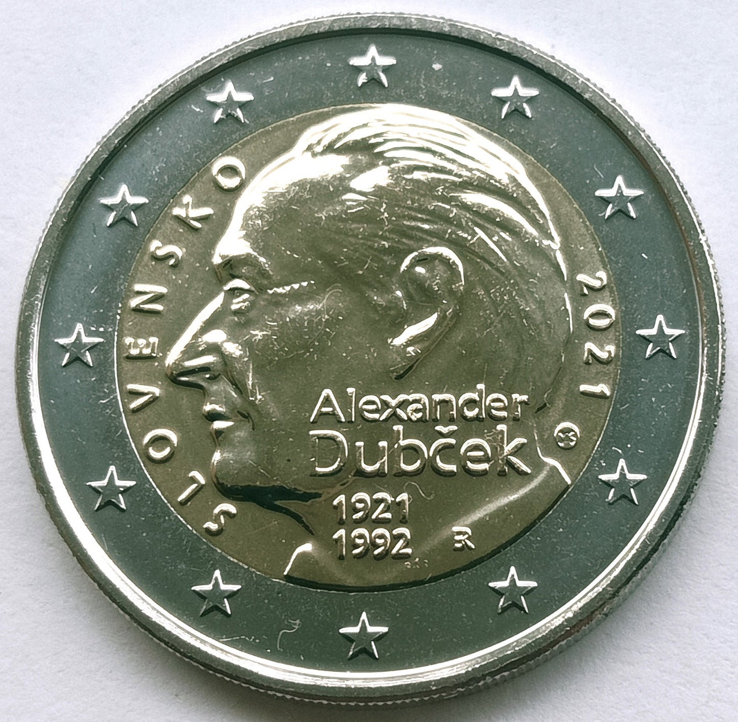 Słowacja 2 euro 2021 100 rocznica urodzin Alexandra Dubčeka