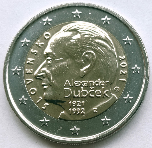 Słowacja 2 euro 2021 100 rocznica urodzin Alexandra Dubčeka