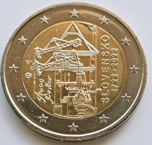 Słowacja 2 euro 2022 300-lecie Pierwsza słowacka maszyna parowa