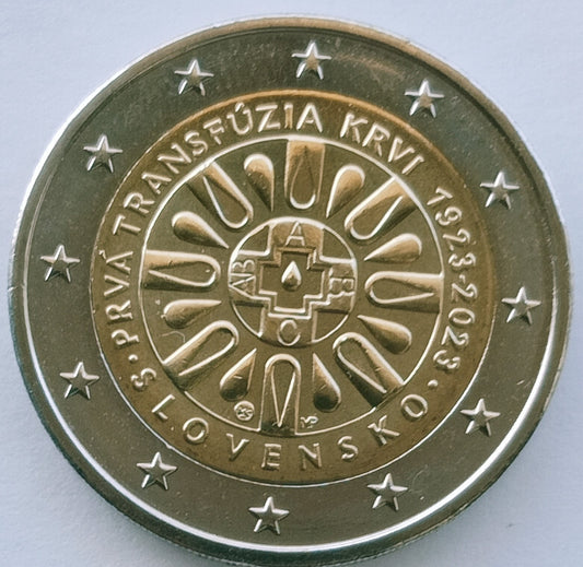 Słowacja 2 euro 2023 100. rocznica - Pierwsza transfuzja krwi na Słowacji