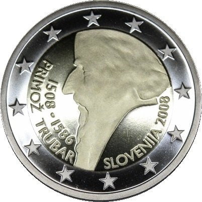 Słowenia 2 euro 2008 500 rocznica urodzin Primoža Trubara