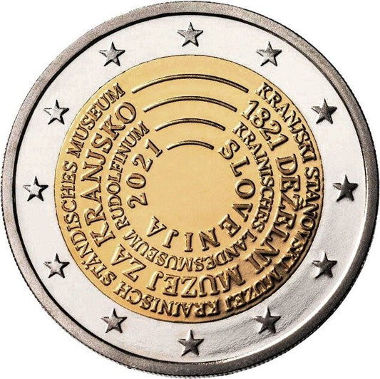 Słowenia 2 euro 2021 200 rocznica powstania Muzeum Krainy
