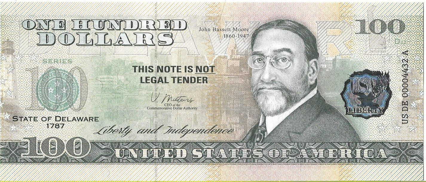 USA 100 Dolarów 2022 Delaware Commemorative Dollar