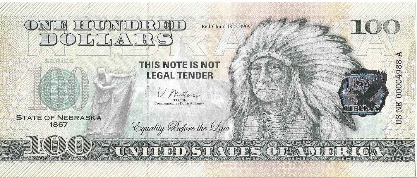 USA 100 Dolarów 2022 Nebraska Commemorative Dollar