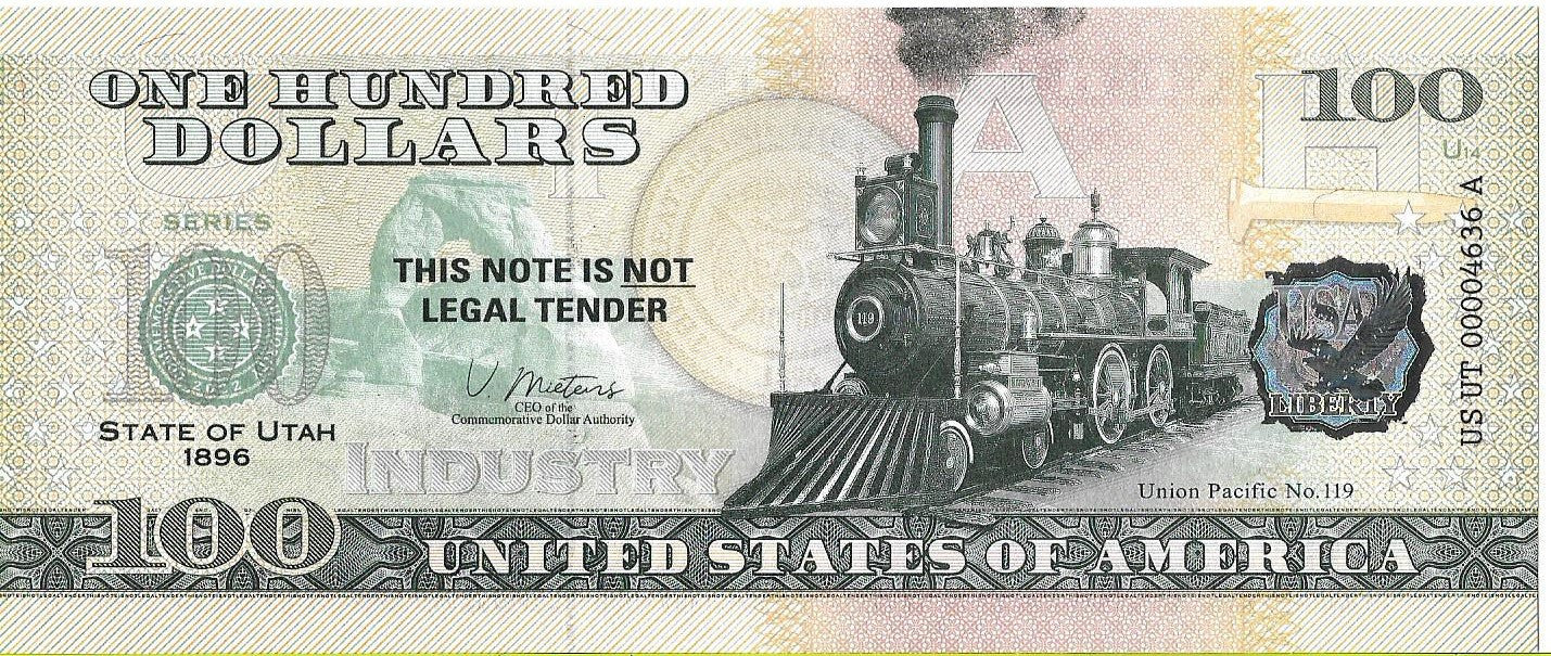 USA 100 Dolarów 2022 Utah Commemorative Dollar