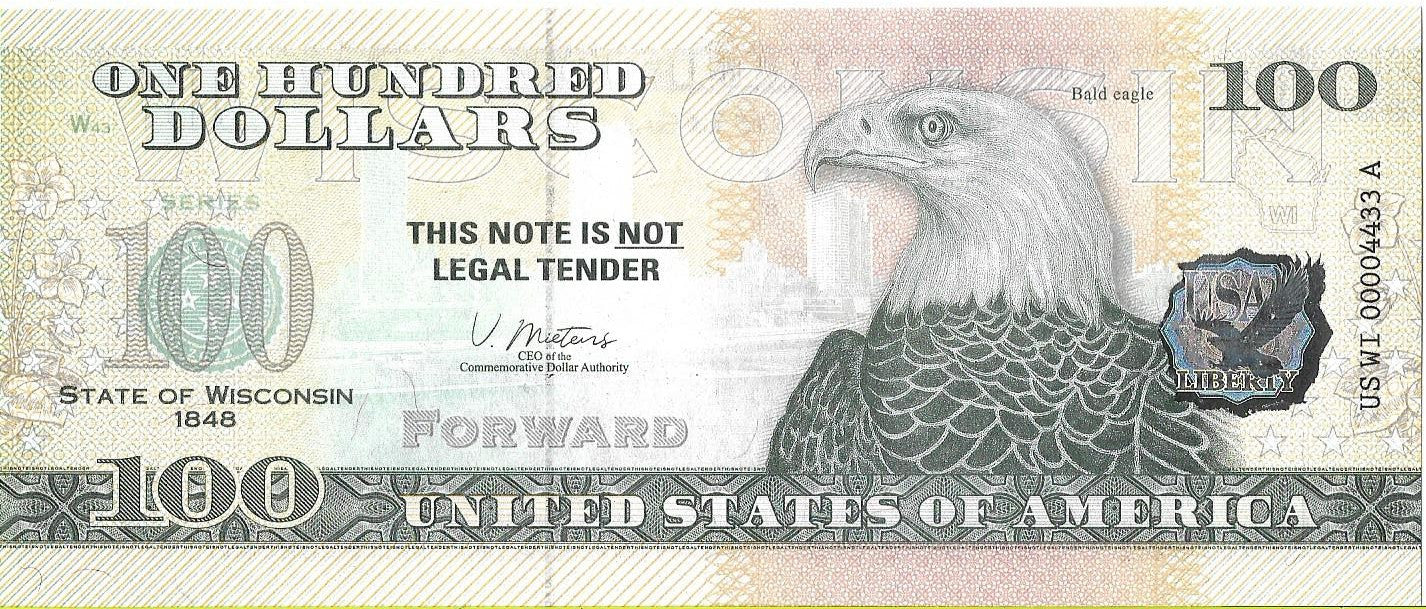 USA 100 Dolarów 2022 Wiscnsin Commemorative Dollar