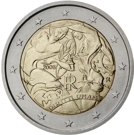 Włochy 2 euro 2008 60-lecie powstania Powszechnej Deklaracji Praw Człowieka (Włochy)