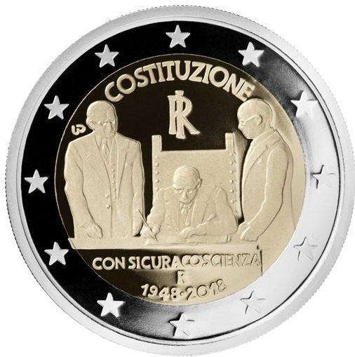 Włochy 2 euro 2018 70-lecie włoskiej konstytucji