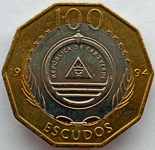 Wyspy Zielonego Przylądka 100 Eskudo 1994 Statki - Madalan /jasny pierścień/