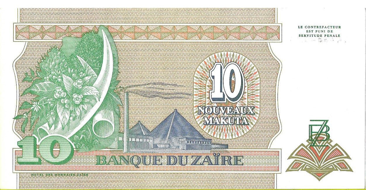 Zair 10 Makuta 1993 - UNC