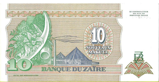 Zair 10 Makuta 1993 - UNC