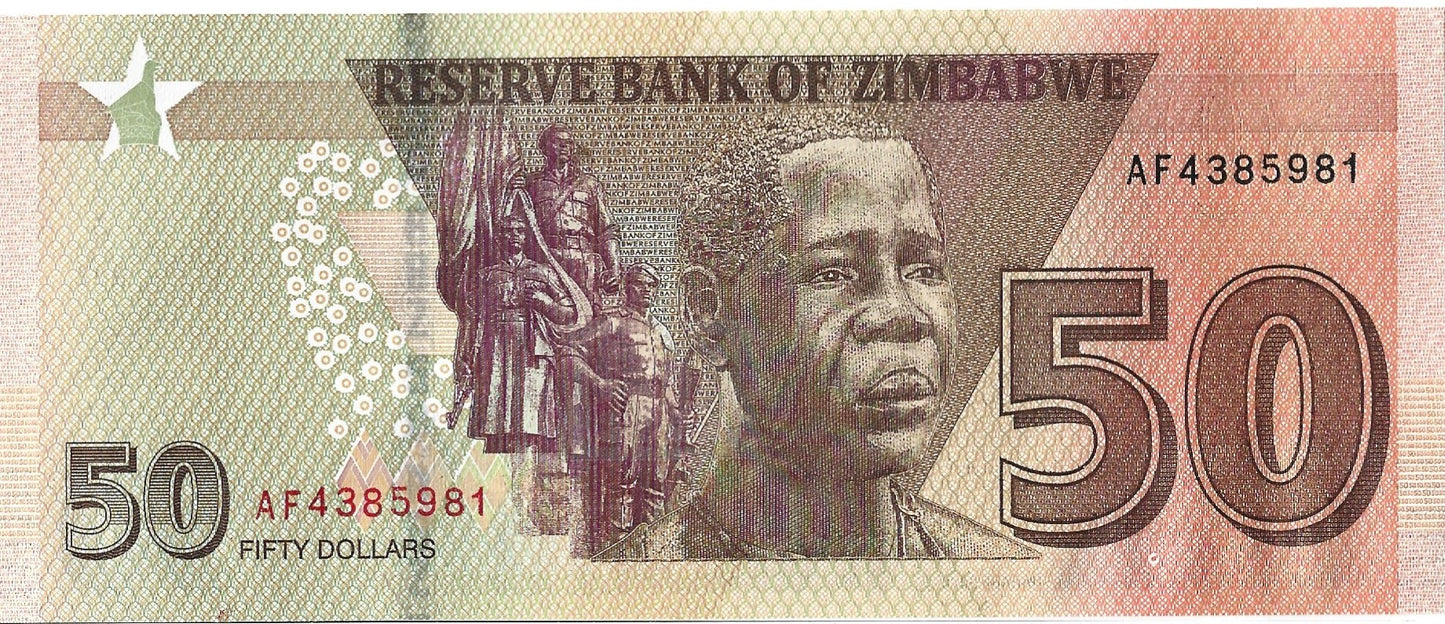 Zimbabwe 50 Dolarów 2020 - UNC